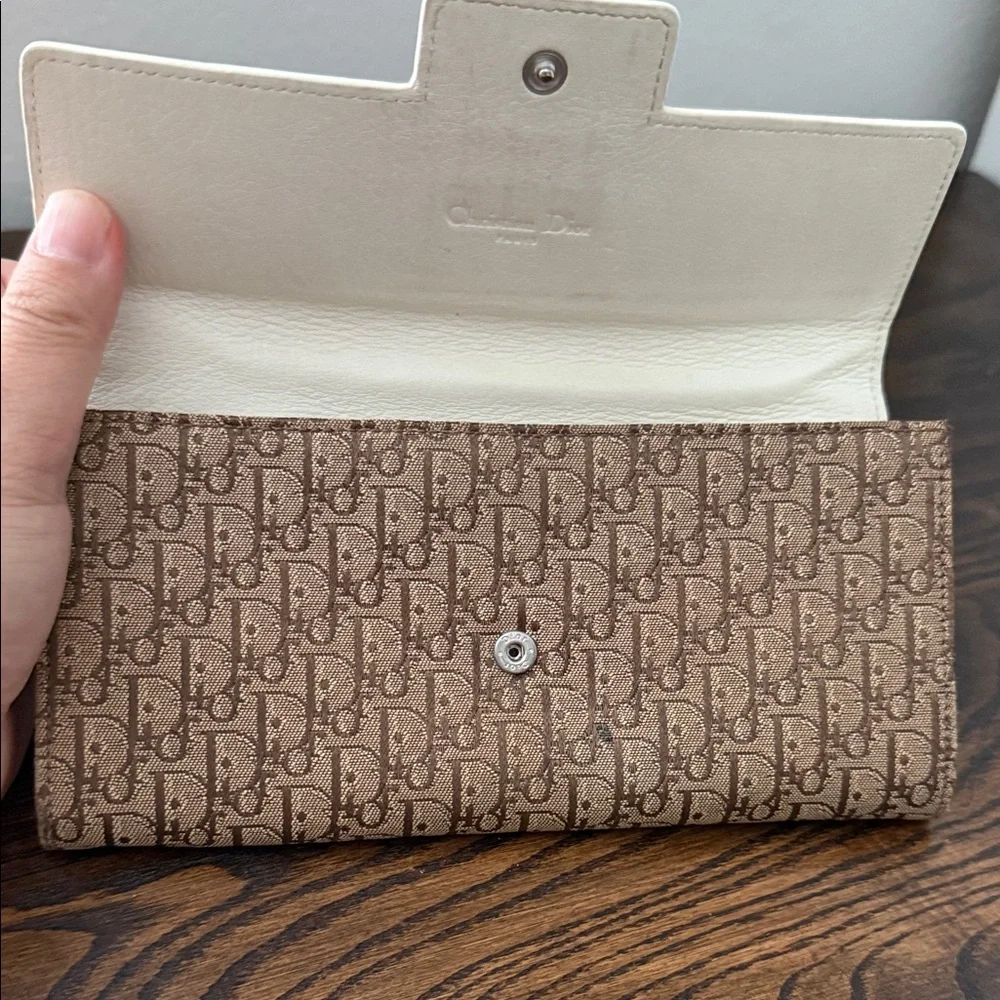Dior Tan and Cream Monogram Wallet